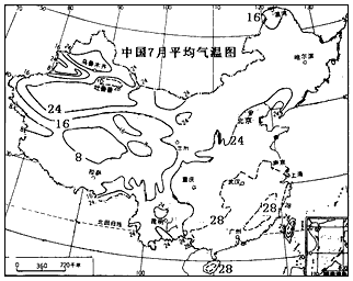 下图是"中国7月平均气温图",完成(1)——(2) - 刷刷题