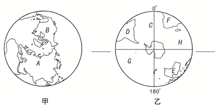 读极地俯视图,回答下列问题(每空1分,共12分)