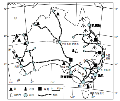 材料一:澳大利亚简图.