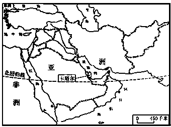 读"中东地区图",完成下列各题