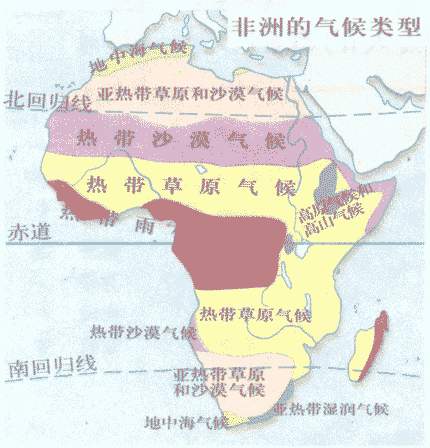 非洲大陆气候分布图图片